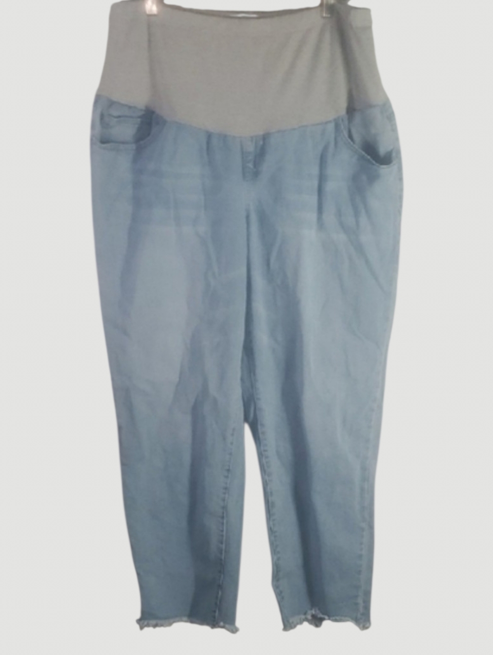 SHEIN Maternity Pants Jaens Denim Women's Size XXL 14 Light Blue GREY Jeans Fray
